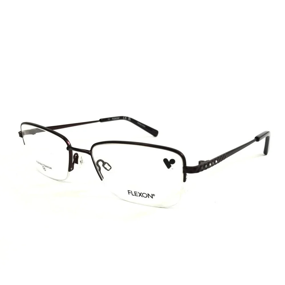 Flexon Eyeglasses Frames W3043 505 Satin Plum Purple Crystals Titanium 51-18-135